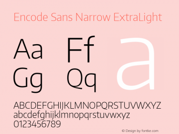 Encode Sans Narrow ExtraLight Version 1.000; ttfautohint (v1.4.1) Font Sample