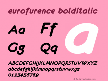 eurofurence bolditalic 4.0 2000-03-28; ttfautohint (v1.4.1) Font Sample