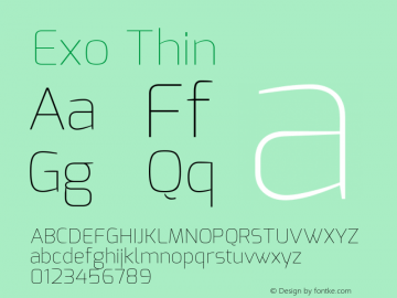 Exo Thin Version 1.00 ; ttfautohint (v1.4.1)图片样张