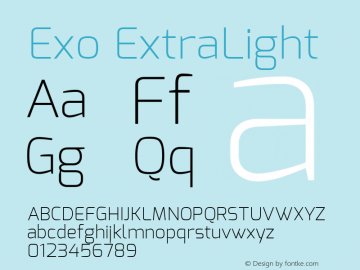 Exo ExtraLight Version 1.00 ; ttfautohint (v1.4.1)图片样张