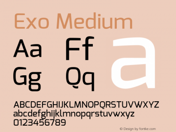 Exo Medium Version 1.00 ; ttfautohint (v1.4.1) Font Sample