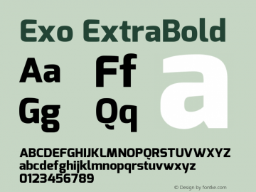 Exo ExtraBold Version 1.00 ; ttfautohint (v1.4.1) Font Sample