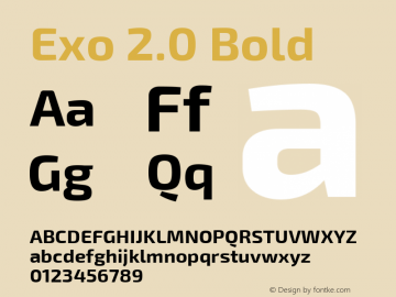 Exo 2.0 Bold Version 1.001;PS 001.001;hotconv 1.0.70;makeotf.lib2.5.58329; ttfautohint (v1.4.1) Font Sample