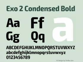 Exo 2 Condensed Bold Version 1.001;PS 001.001;hotconv 1.0.70;makeotf.lib2.5.58329; ttfautohint (v1.4.1)图片样张