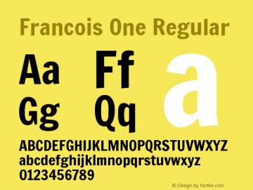 Francois One Regular Version 1.000; ttfautohint (v1.4.1)图片样张