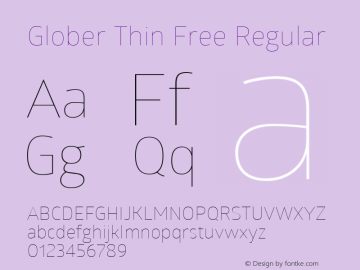 Glober Thin Free Regular Version 1.000; ttfautohint (v1.4.1)图片样张