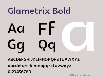 Glametrix Bold Version 0.40 ; ttfautohint (v1.4.1)图片样张