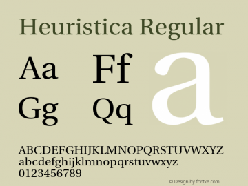 Heuristica Regular Version 1.0.1 ; ttfautohint (v1.4.1) Font Sample