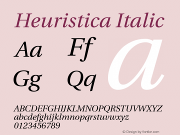 Heuristica Italic Version 1.0.1 ; ttfautohint (v1.4.1) Font Sample