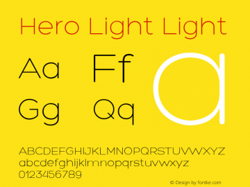 Hero Light Light Version 001.000; ttfautohint (v1.4.1) Font Sample