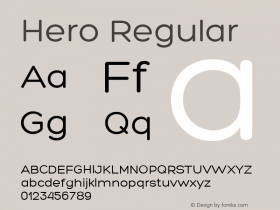 Hero Regular Version 001.000; ttfautohint (v1.4.1) Font Sample