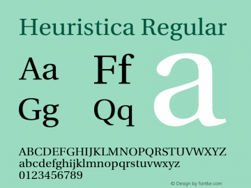 Heuristica Regular Version 1.0.1 ; ttfautohint (v1.4.1) Font Sample