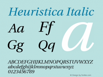 Heuristica Italic Version 1.0.1 ; ttfautohint (v1.4.1) Font Sample