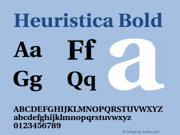 Heuristica Bold Version 1.0.1 ; ttfautohint (v1.4.1) Font Sample