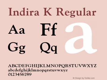 Indira K Regular 1.000; ttfautohint (v1.4.1) Font Sample