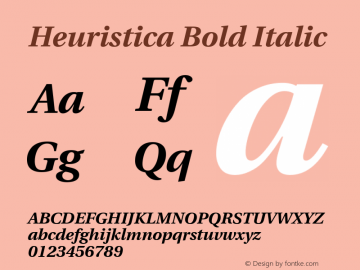 Heuristica Bold Italic Version 1.0.1 ; ttfautohint (v1.4.1) Font Sample