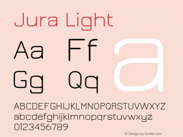 Jura Light Version 2.5 ; ttfautohint (v1.4.1) Font Sample