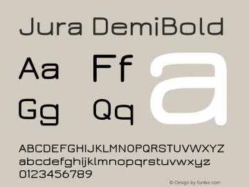 Jura DemiBold Version 2.5 ; ttfautohint (v1.4.1) Font Sample