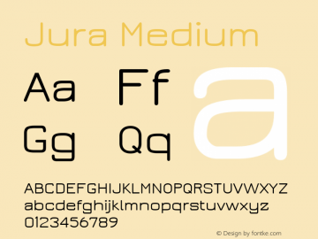 Jura Medium Version 2.5 ; ttfautohint (v1.4.1) Font Sample