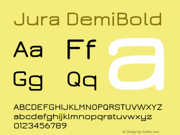 Jura DemiBold Version 2.5 ; ttfautohint (v1.4.1)图片样张