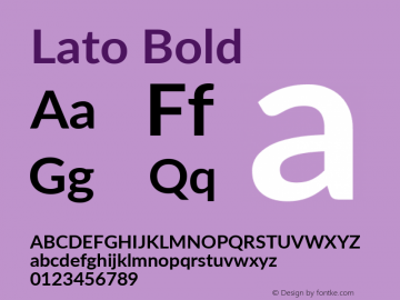 Lato Bold Version 2.010; 2014-09-01; http://www.latofonts.com/; ttfautohint (v1.4.1) Font Sample