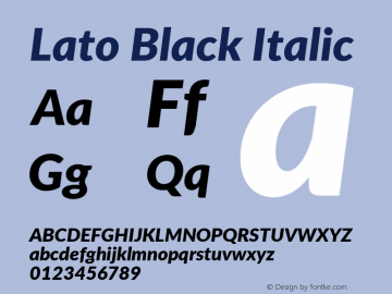 Lato Black Italic Version 2.010; 2014-09-01; http://www.latofonts.com/; ttfautohint (v1.4.1)图片样张