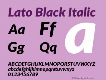 Lato Black Italic Version 2.010; 2014-09-01; http://www.latofonts.com/; ttfautohint (v1.4.1)图片样张
