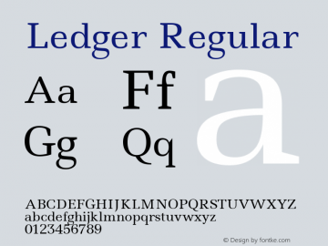 Ledger Regular 1.001; ttfautohint (v1.4.1) Font Sample