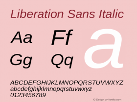 Liberation Sans Italic Version 1.00; ttfautohint (v1.4.1)图片样张