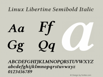 Linux Libertine Semibold Italic Version 5.1.1 ; ttfautohint (v1.4.1) Font Sample