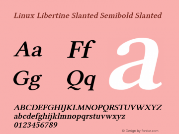 Linux Libertine Slanted Semibold Slanted Version 5.1.1 ; ttfautohint (v1.4.1) Font Sample