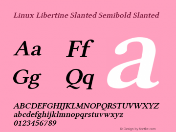Linux Libertine Slanted Semibold Slanted Version 5.1.1 ; ttfautohint (v1.4.1) Font Sample