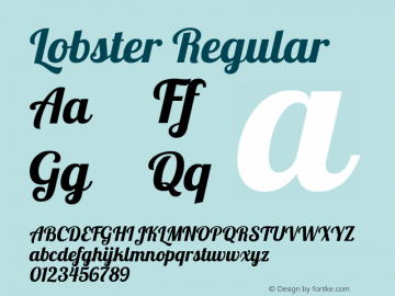 Lobster Regular Version 1.004; ttfautohint (v1.4.1) Font Sample