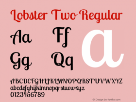 Lobster Two Regular Version 1.006; ttfautohint (v1.4.1) Font Sample