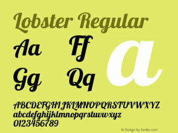 Lobster Regular Version 1.004; ttfautohint (v1.4.1) Font Sample