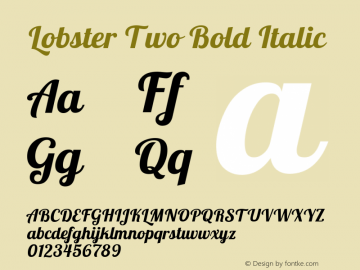 Lobster Two Bold Italic Version 1.006; ttfautohint (v1.4.1) Font Sample