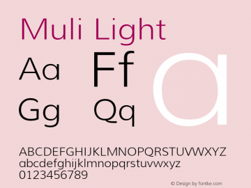 Muli Light Version 1.000; ttfautohint (v1.4.1) Font Sample
