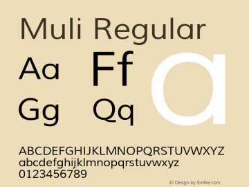Muli Regular Version 1.000; ttfautohint (v1.4.1)图片样张