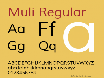 Muli Regular Version 1.000; ttfautohint (v1.4.1) Font Sample