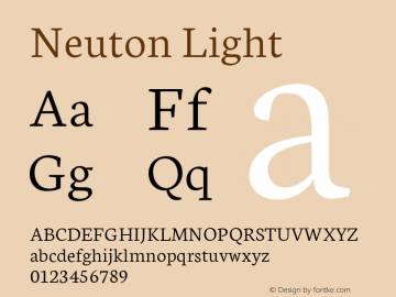 Neuton Light Version 1.42 ; ttfautohint (v1.4.1) Font Sample