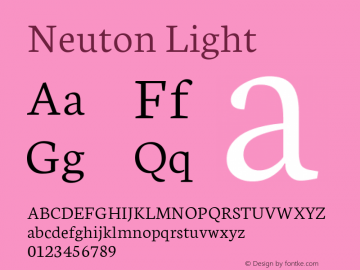 Neuton Light Version 1.42 ; ttfautohint (v1.4.1) Font Sample