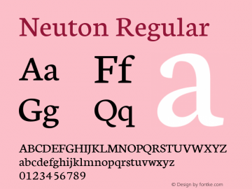 Neuton Regular Version 1.31 ; ttfautohint (v1.4.1) Font Sample