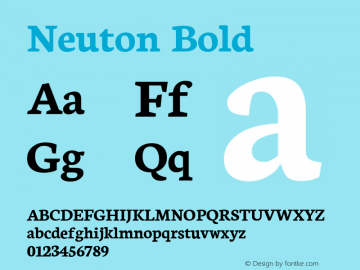 Neuton Bold Version 1.42 ; ttfautohint (v1.4.1) Font Sample