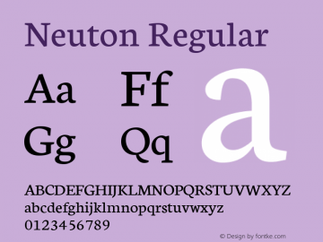 Neuton Regular Version 1.31 ; ttfautohint (v1.4.1) Font Sample