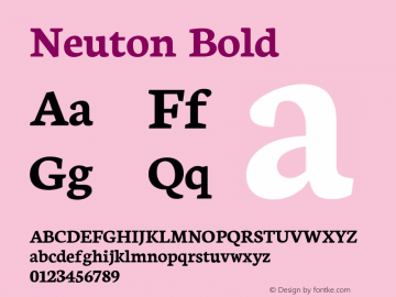 Neuton Bold Version 1.42 ; ttfautohint (v1.4.1) Font Sample