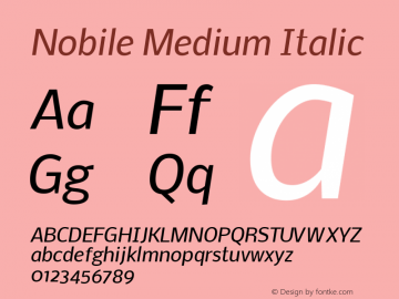 Nobile Medium Italic Version 1.000;PS 001.000;hotconv 1.0.38; ttfautohint (v1.4.1) Font Sample