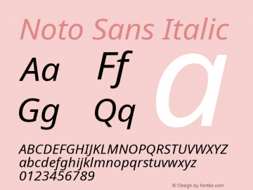 Noto Sans Italic Version 1.04; ttfautohint (v1.4.1) Font Sample