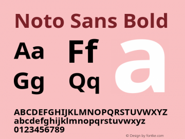 Noto Sans Bold Version 1.04; ttfautohint (v1.4.1) Font Sample