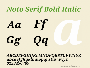 Noto Serif Bold Italic Version 1.02; ttfautohint (v1.4.1)图片样张