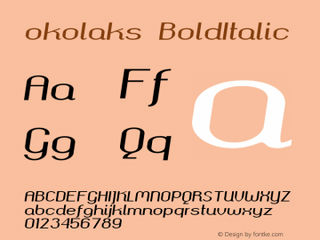 okolaks BoldItalic Version 000.6.0 ; ttfautohint (v1.4.1) Font Sample